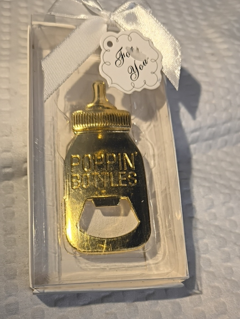 Gold "Poppin Bottles" Baby Bottle Bottle Opener